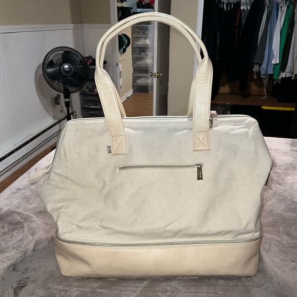 BEIS Handbags - BEIS Cream Canvas Travel Tote Bag